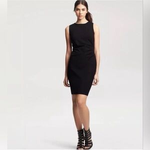 Kenneth Cole New York Hilary Ruched Black Sheath Zipper Dress - Size 12